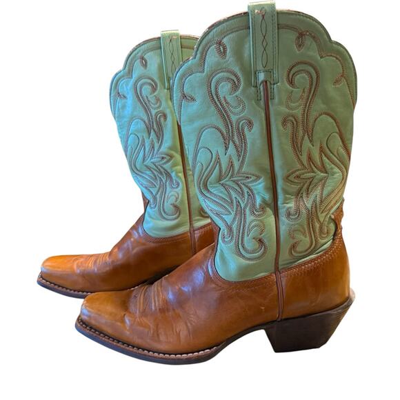 Ariat Womens 9.5B Western Boots in a Green and Brown Leather Manmade Sole - Picture 1 of 7